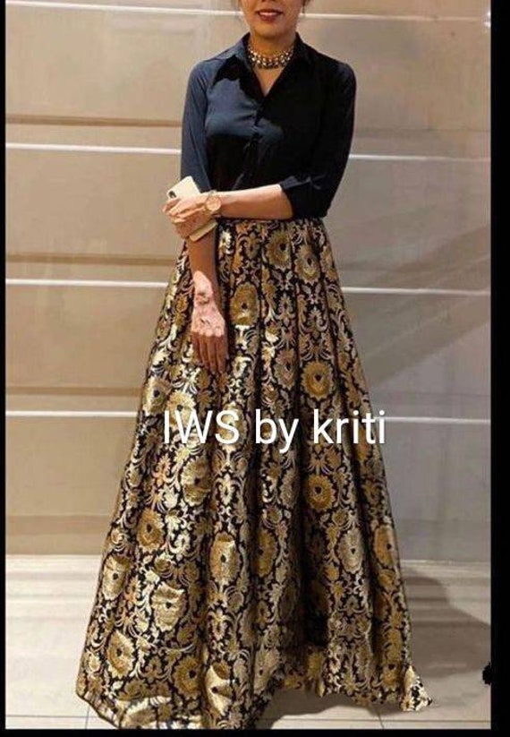 Party Wear Silk Shirt With Skirt Dress 