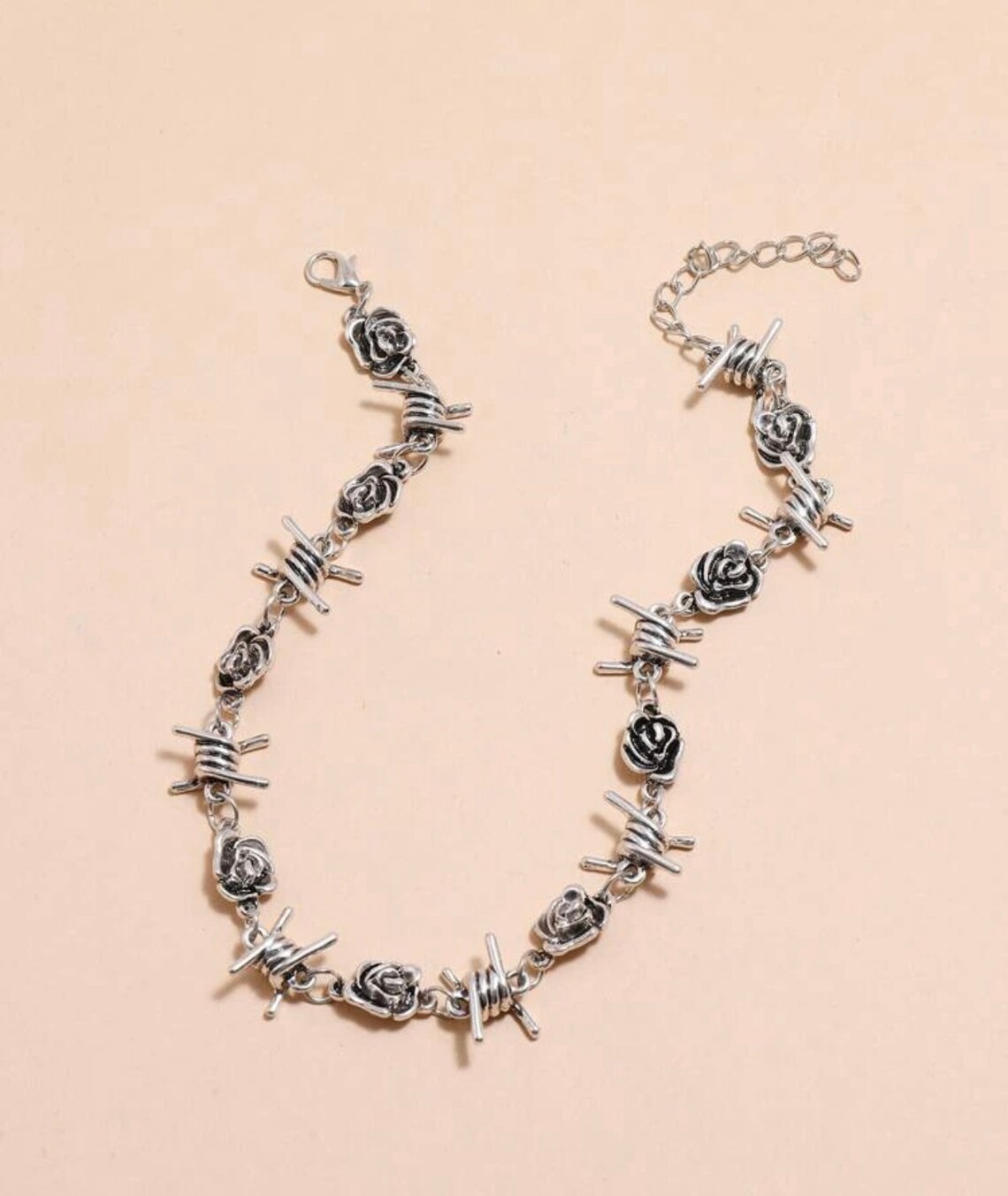 Wire Gothic choker barb wire choker silver rose wire choker Etsy