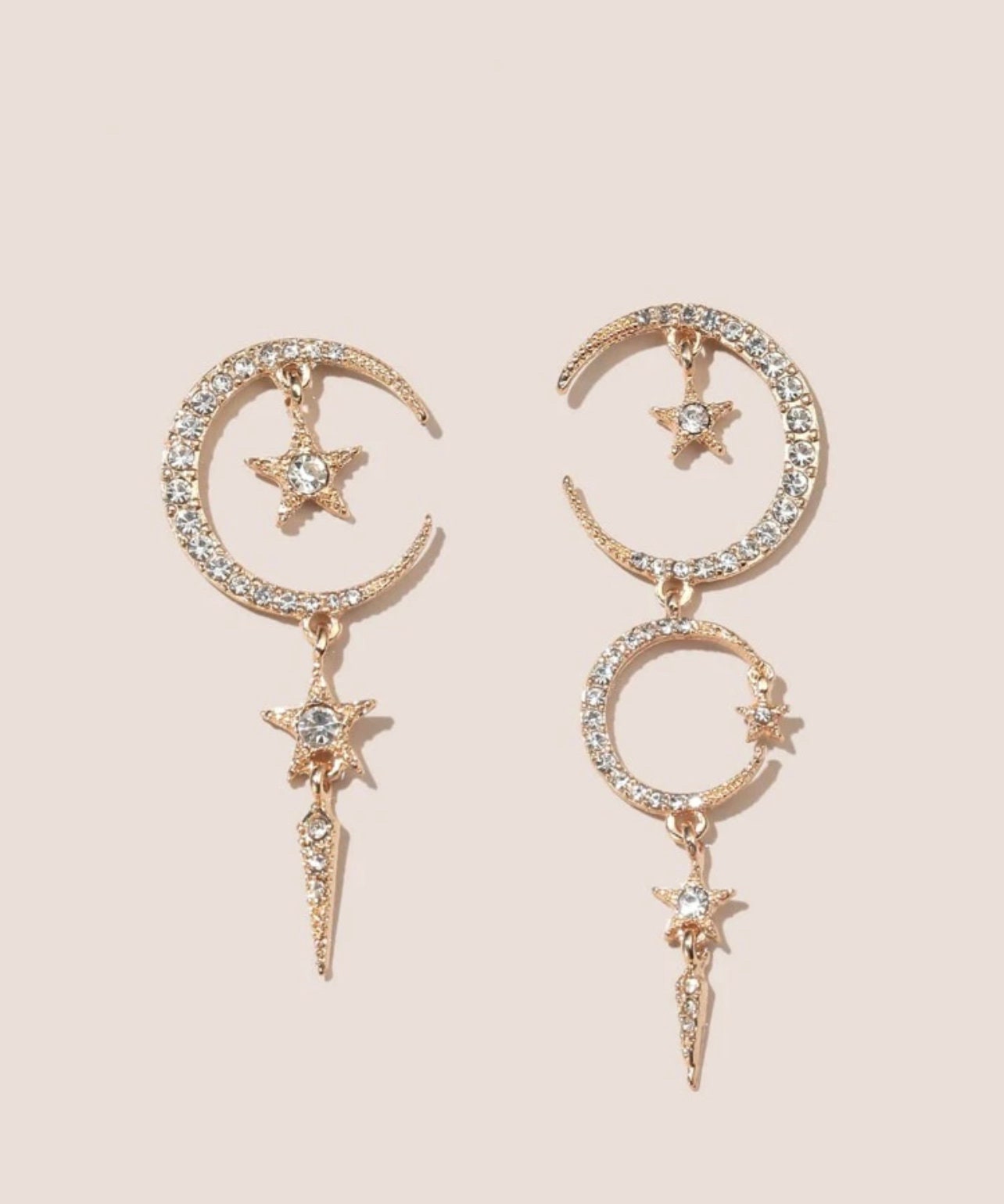 Moon and Star Earringsmismatched Earrings Celestial - Etsy