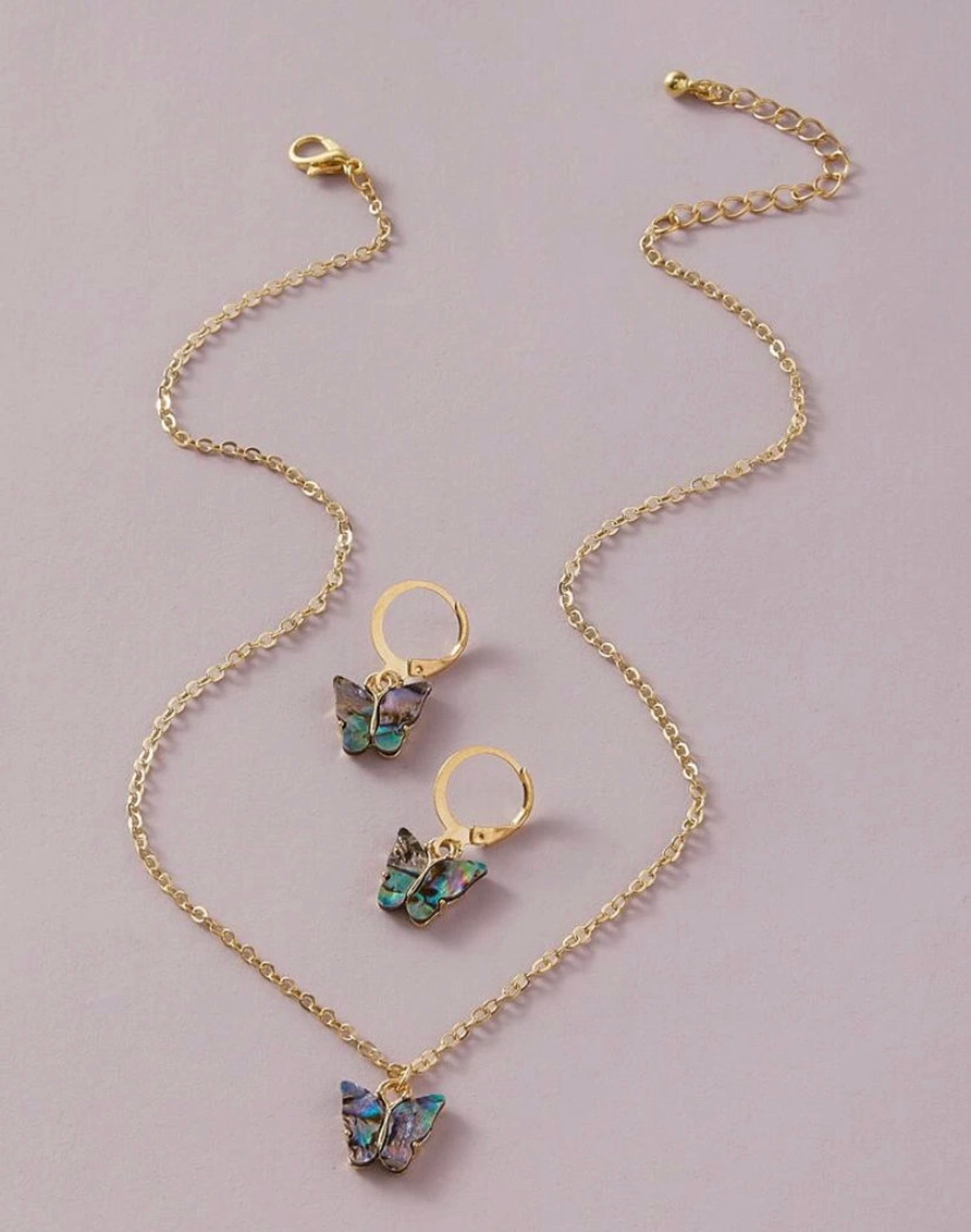 Gold Unique Butterfly Jewelry Set Butterfly Chocker Etsy