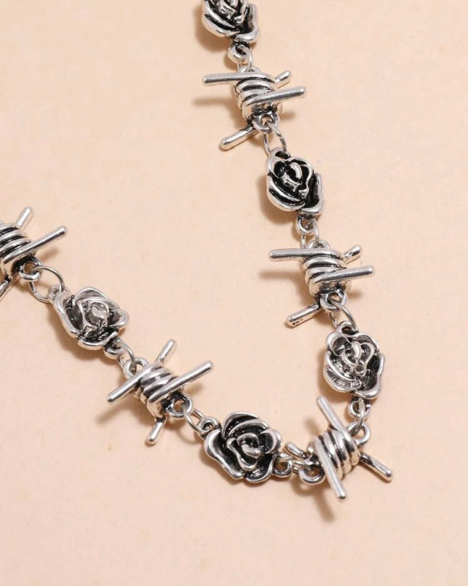 Wire Gothic choker barb wire choker silver rose wire choker Etsy