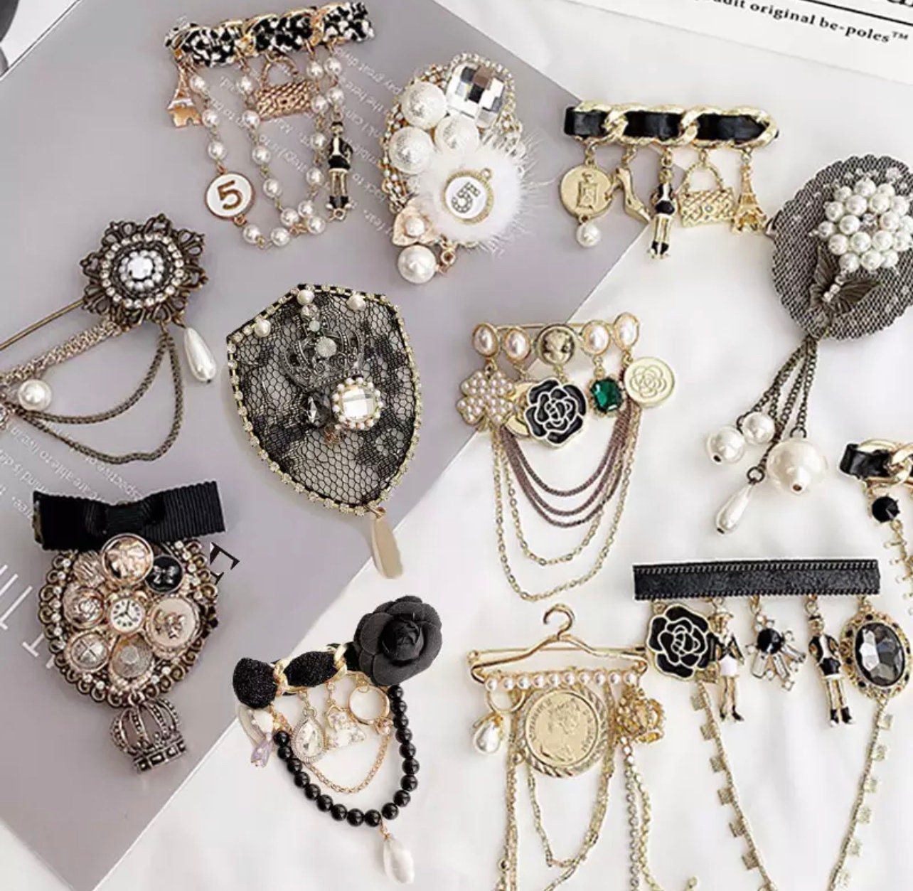 CHANEL Crystal Fashion Brooches for sale