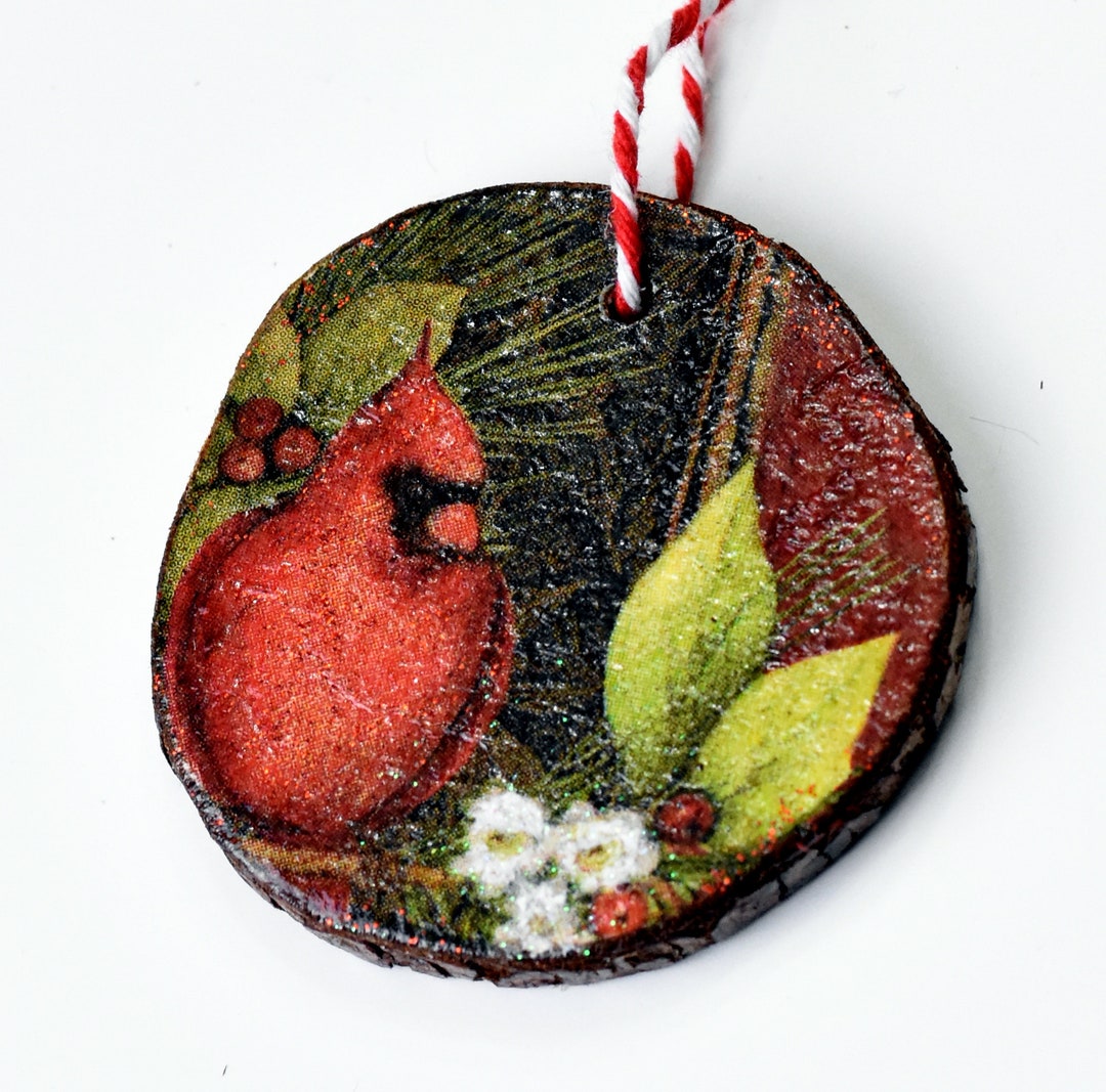 Decorative Hanging Wood Slice Ornament Decoupaged Wood Slice Etsy