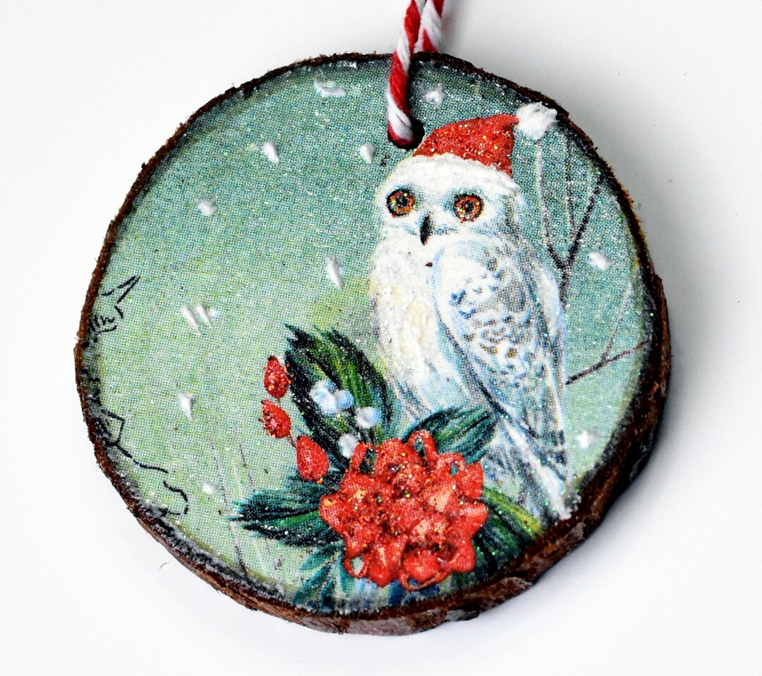 Decorative Hanging Wood Slice Ornament Decoupaged Wood Slice Etsy