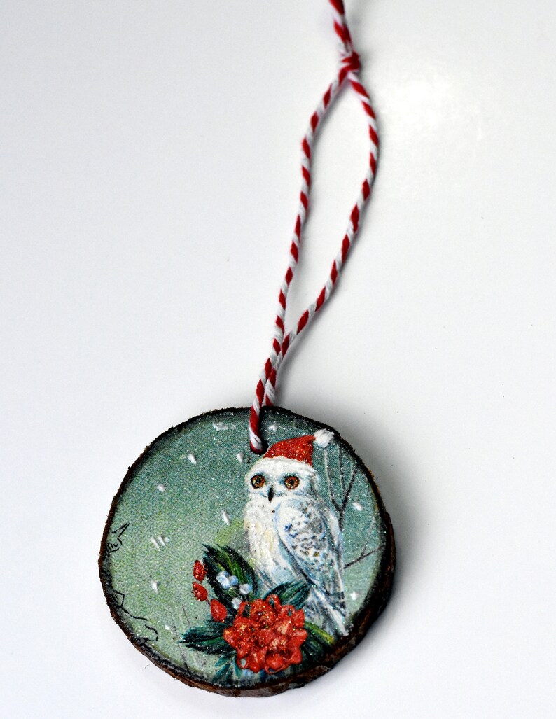 Decorative Hanging Wood Slice Ornament Decoupaged Wood Slice Etsy