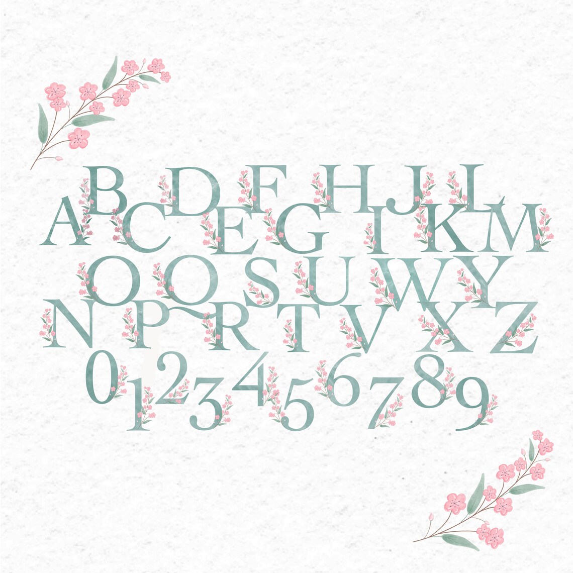 Cherry Blossom Alphabet Sakura Watercolour Watercolor Art Floral ...