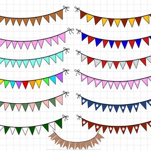 Bunting clipart clip art png instant download files - 13 files included