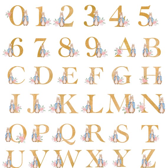 peter rabbit floral alphabet watercolour digital png files etsy
