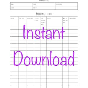 Download istantaneo della pagina di pianificazione della fattoria stampabile per l'allevamento e la documentazione sanitaria dei conigli