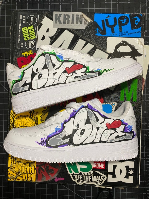 YOUR NAME - Black Base Graffiti - Custom Air Force 1 - Hand Painted AF –  Merakicks