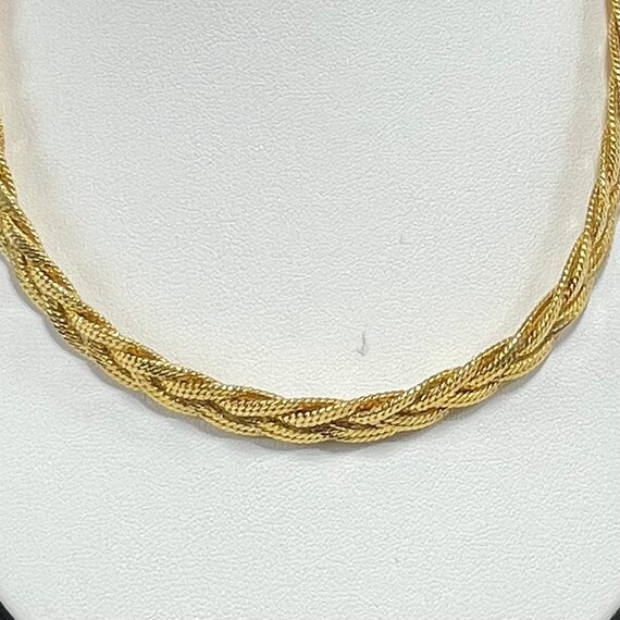 Vintage Goldtone Mixed Mesh Chains and PeachLight Orange Beaded Braided Necklace