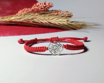 Pulsera con Rosa. Pulsera rosa. Pulsera con flores