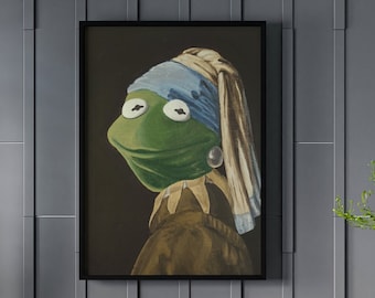 Girl with Pearl Earring Kermit the Frog Digital Download Printable Art File for Home Decor