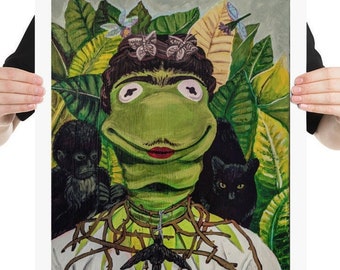 Art Print Kermit the Frog Frida Kahlo Muppets