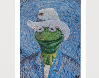 Art Print Kermit the Frog Vincent Van Gogh Muppets