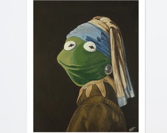 Art Print Kermit the Frog Girl with a Pearl Earring Muppets