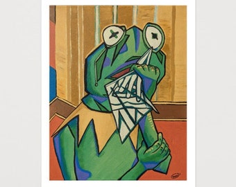 Art Print Kermit the Frog Picasso Cubism Muppets