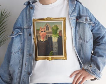 American Gothic Kermit the Frog Miss Piggy Muppets Unisex Men Women Novelty T-Shirt