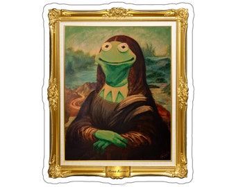 Kermit Sticker Mona Lisa Art Painting Muppets Decal