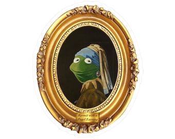 Kermit Sticker Girl with a Pearl Earring Art Painting Muppets Decal