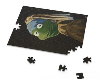 Girl with a Pearl Earring Kermit the Frog Puzzle Muppets Art (120, 252, 500-Piece)