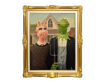 American Gothic Sticker Kermit the Frog Miss Piggy Muppets Art