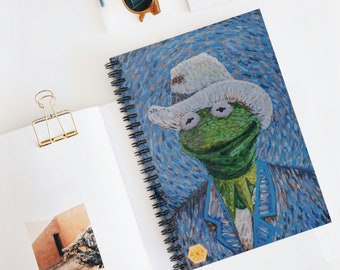 Van Gogh Kermit the Frog Spiral Bound Notebook for Muppets Lovers