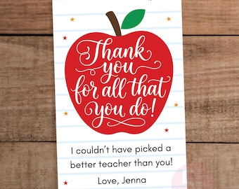 Editable Teacher gift tag printable | Appreciation Treats tags | Thank you cookie tags