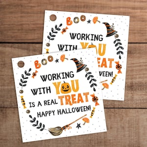 Co-worker Halloween Gift Tag Printable | Staff, employee appreciation | Working with You is a Real Treat | Instant Download