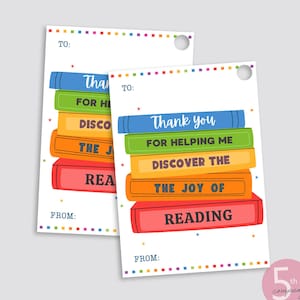 Librarian Appreciation Gift Tag Printable Reading Teacher Specialist School Staff Instant Download