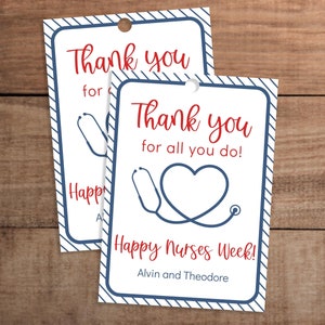 Nurses appreciation week thank you gift tag printable