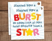 Good Luck Gift Tag Printable Star Burst Candy Sports Team Gymnastics Dance Cheer Volleyball Basketball Pageants Exam Day Graduation College