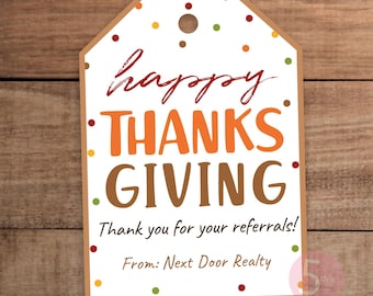 Thanksgiving Referral Gift Tag Template (Digital Download)