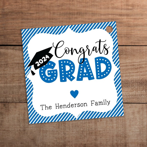 Class of 2024 Graduation gift tag printable   Blue Congrats grad label