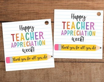 Teacher appreciation week gift tag printable  for cookies sweets treats school supplies flair pens