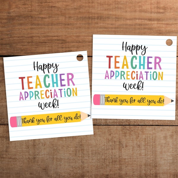 Teacher appreciation week gift tag printable  for cookies sweets treats school supplies flair pens