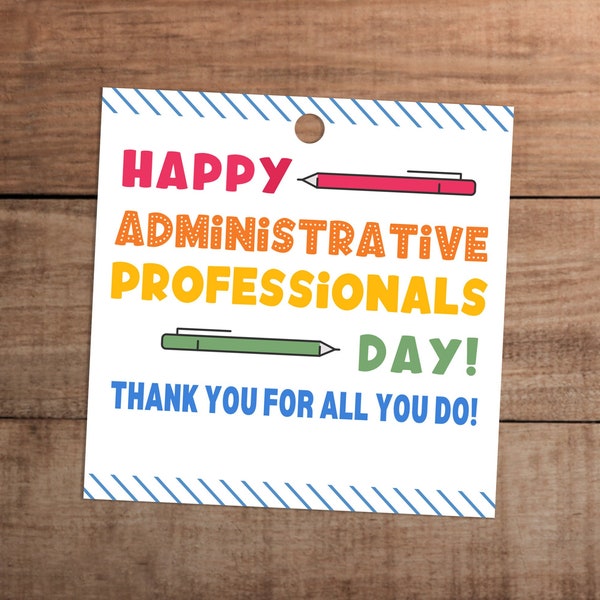 Happy Administrative Professionals Day Appreciation thank you gift tag printable