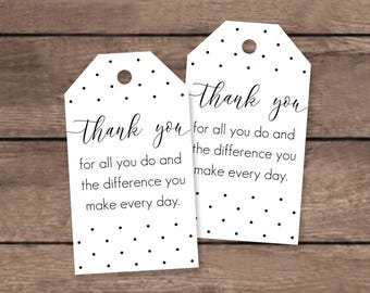 Minimalist Thank You Gift Tags (Digital Download) – Teacher Appreciation Appreciation