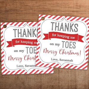 Calzini per smalto per unghie pedicure natalizio modificabili Etichetta regalo stampabile Grazie per avermi tenuto sulle spine Regalo per insegnante di danza