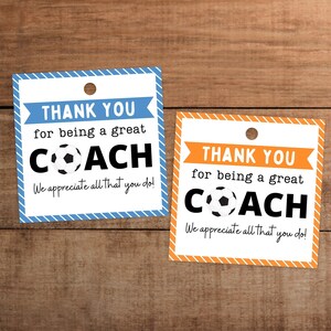 Soccer Coach Appreciation Gift Tag, Sports Team Printable, Digital Download