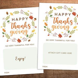 Thanksgiving Gift Card Holder Teacher Nurse  Staff Appreciation Printable