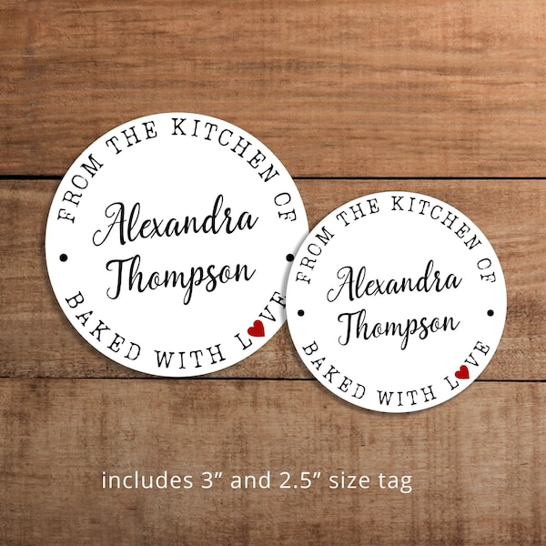 Editable From the kitchen of tags, Baked with love tags printable, Baked goods labels, Cookie gift tags