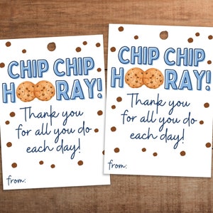 Chocolate Chip Cookie Thank You Gift Tags: Teacher, Nurse, Staff (Printable PDF)