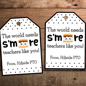 Lehrer Smore Geschenkanhänger Printable Bearbeitbar Danke Lehrer Printable