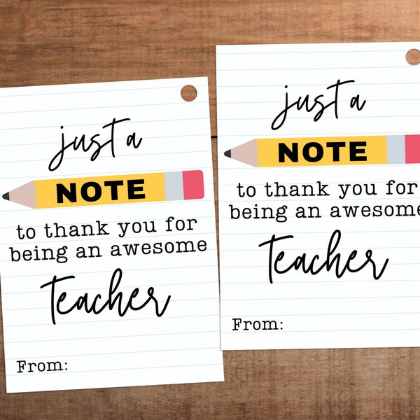 Teacher appreciation gift tag printable Just a note to thank you for being awesome, attach to school supplies, paper, notepad gifts