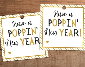 Have a Poppin' New Year 2026 Gift Tag Printable for Wine Pop it Fidget Toy Popcorn Ring Pop Candy Realtor Pop by gift for host