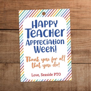 Editable Happy Teacher Appreciation Week Gift Tag Printable Thank You ...