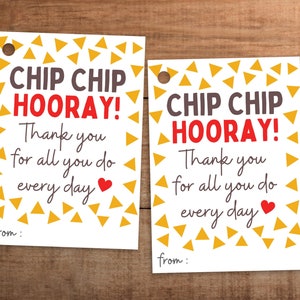 Chip Chip Hooray Thank You Gift Tags: Teacher, Nurse, Employee (Digital Printable)