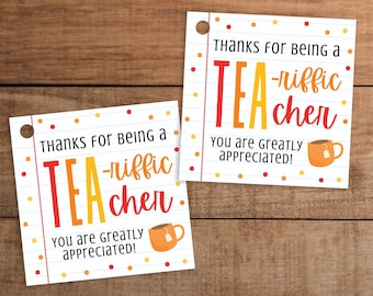 Tea Gift Tag Printable for School Teacher Appreciation