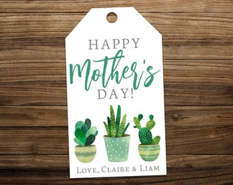 Mother's Day Gift Tag Printable, Succulent Plant Label (Digital Download)